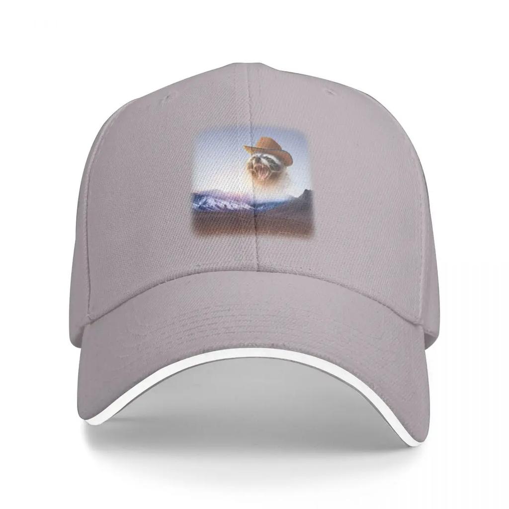 cowboy raccoon word art Baseball Cap Military Tactical Cap Anime Trucker Hats For Unisex Womens