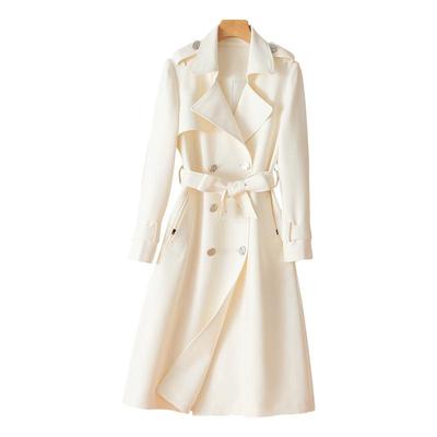 High Quality Beige Long Windbreaker Woman Jackets With Belt Streetwear Trench Coat Feminino