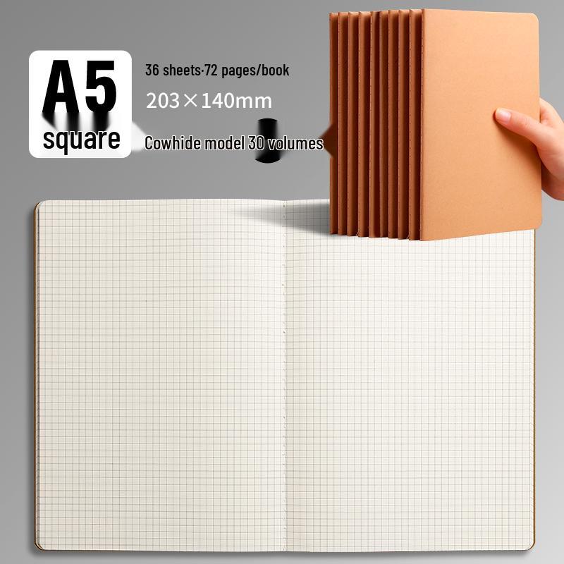100-Page A5/B5 Black Cowhide Notebook for College Students