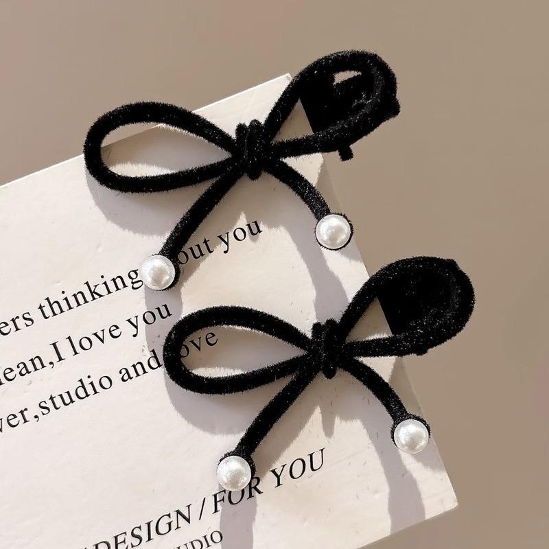 2 ks Červené sametové mašličky sponky do vlasů pro ženy dívky elegantní mini perlová mašlička ofina boční klip vlásenky pokrývka hlavy vlasové doplňky