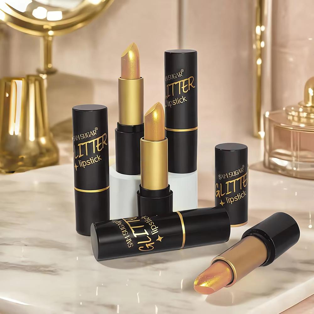 SAM SUGAR 6-color Metallic Lipstick Set Shimmering Diamond Lip Moisturizing Long-lasting Waterproof Non-stick Lipstick