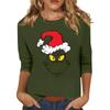 3/4 Sleeve Tops For Women T-Shirt Casual Christmas Print Tops T Shirt Round Neck Pullover Blouse
