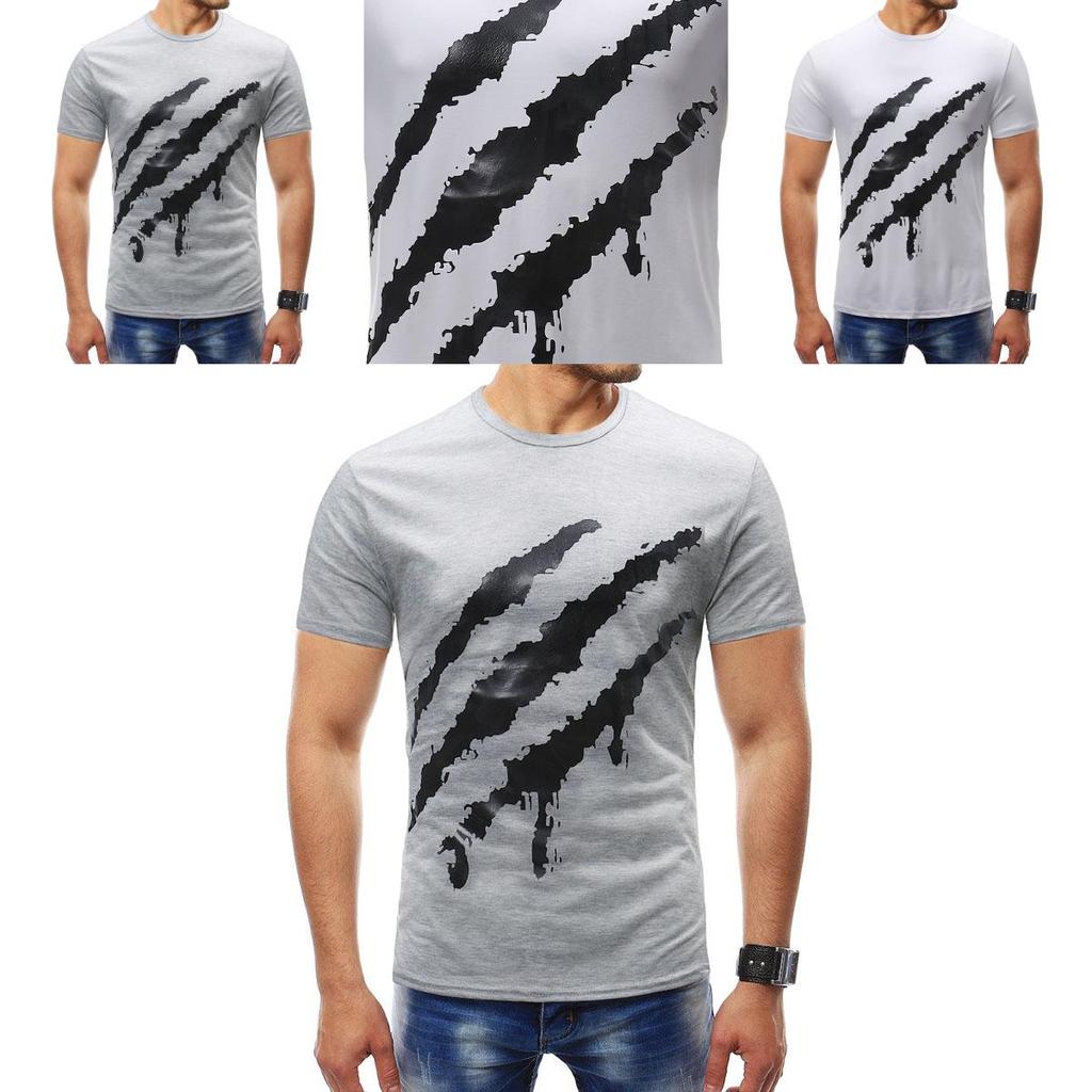 Hochwertiges Herren Sommer Marken Kurzarm Krallenflaggen Druck O-Ausschnitt Schlankes T-Shirt Tops Für Stilvollen Komfort