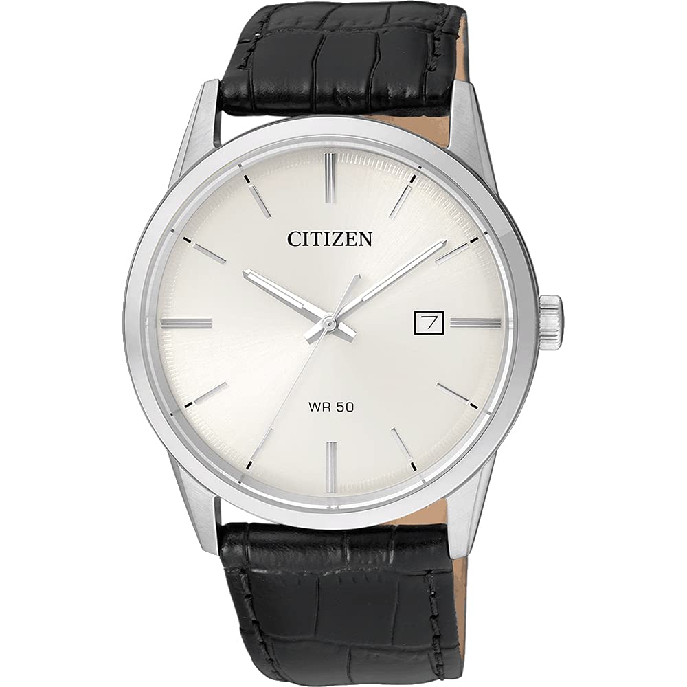 

Citizen Quartz Watch with Stainless Steel and Leather Black Men s Band, (Model BI5000-01A) чёрный