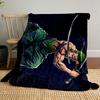 Green-Haired Warrior with Three Swords Patterned Blanket, Flannel, Suitable for All Seasons, Home Decor, Warm and Cozy