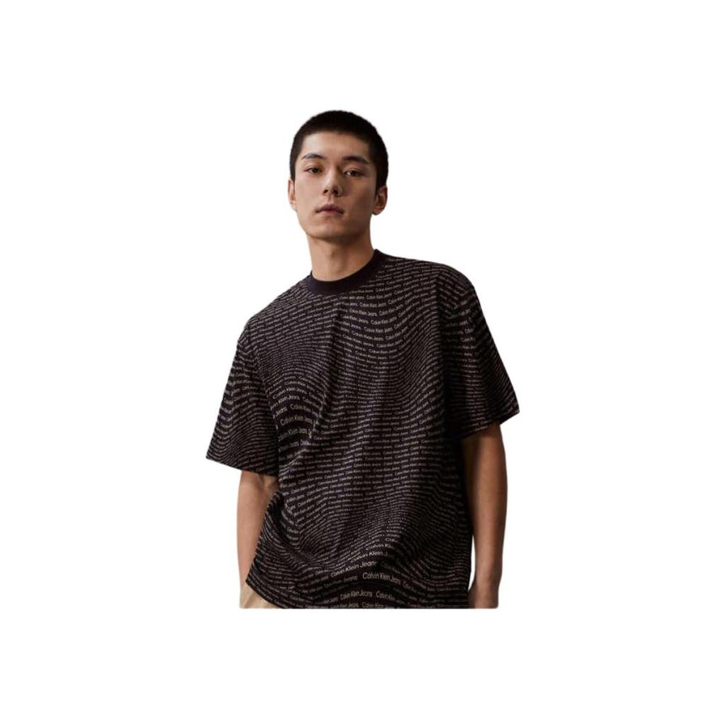 Calvin Klein Letter Print Loose Short Sleeve T-Shirt Men Tops Black J325428-0GP