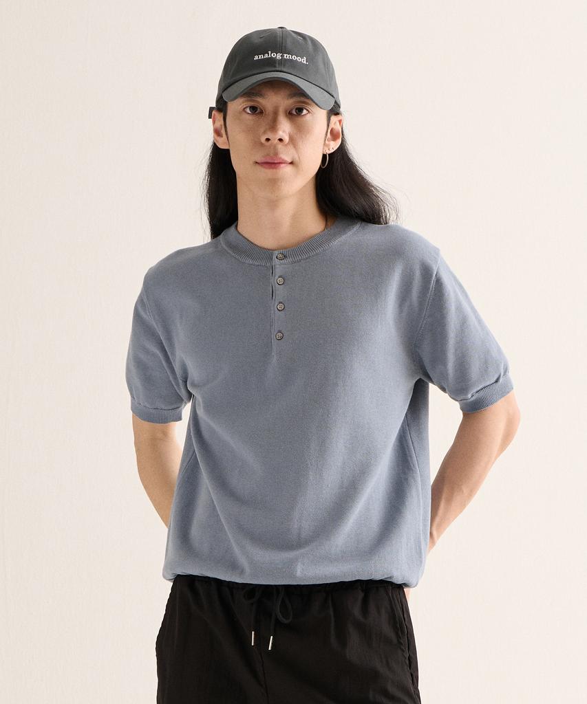 ANALOG MOOD [2Pack] Formal Henley Neck Cooling Short Sleeve Knit (6 Colors)