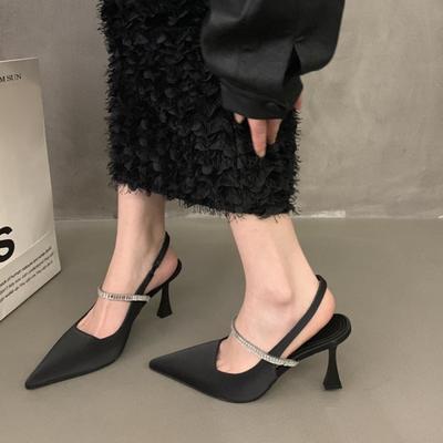 Fashion High Heels Summer 2024 Diamond Footwear Ladies Shoes Sandals for Women Rhinestones Heeled Pointed Toe Pumps Daily  Korea Casual