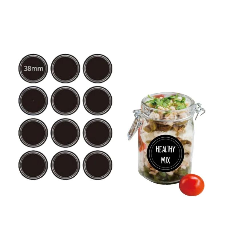 120pcs Round Shape Label Stickers Mason Jars Spice Bottle Pantry Food Storage Stickers Waterproof Reusable Blackboard Stickers