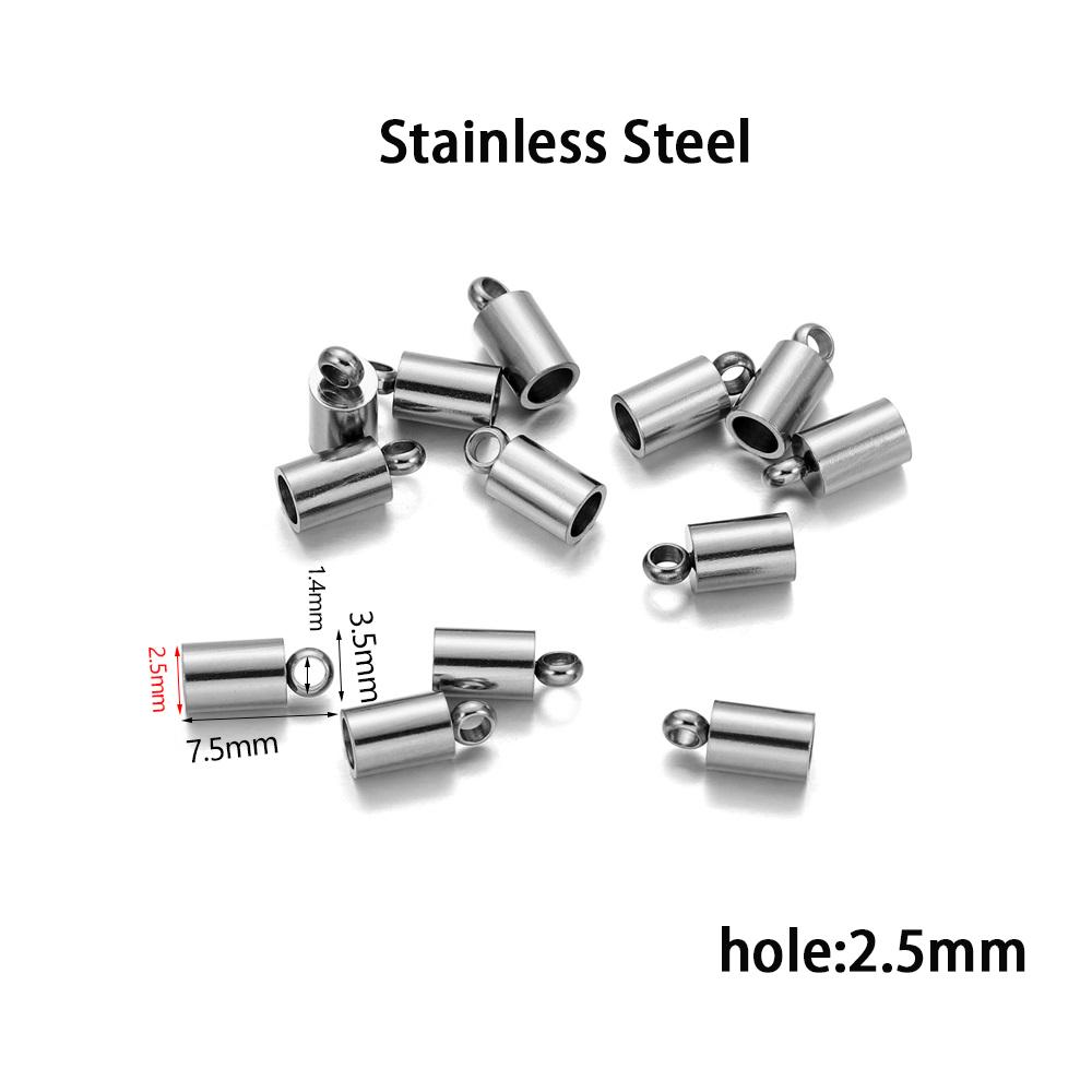10pcs/lot Stainless Steel End Tip Cap Fit 2-10mm Tassel Leather Cord End Crimp Caps For DIY Jewelry Making Bracelet Accessories