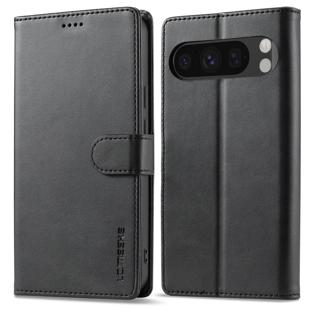 LC.IMEEKE For Google Pixel 9 Pro XL Case Calf Texture PU Leather Flip Phone Cover