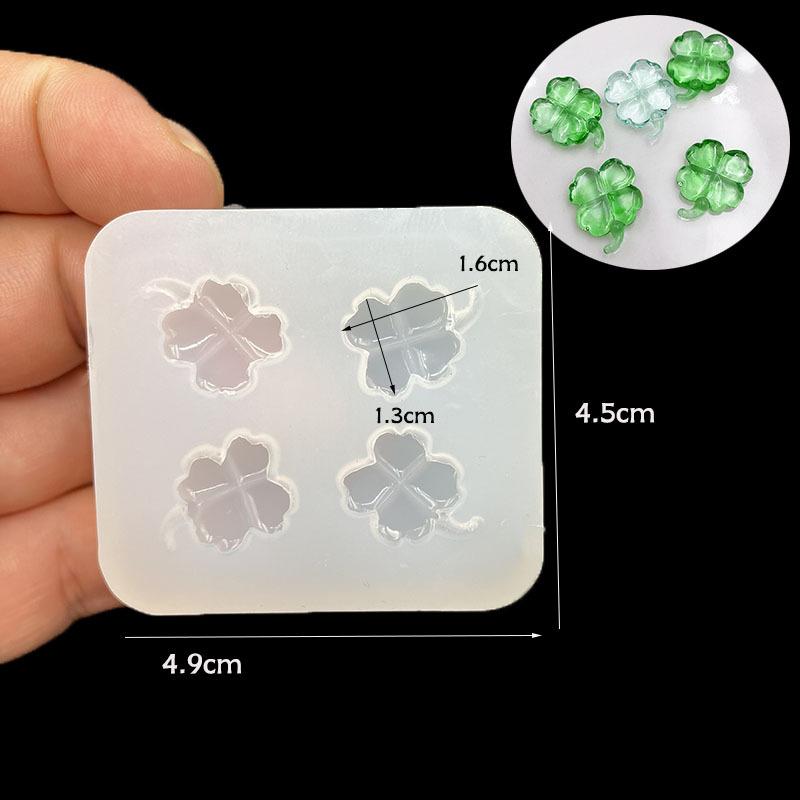 1Pcs Diy Homemade Earring Pendant Keychain Silicone Mold Four-Leaf Clover Resin Casting Mold Silicone Mold Accessories
