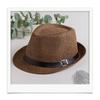 Custom Logo Silk Screen Printed Flax Fedora Hat Unisex Adjustable British Vintage Jazz Cap Beach Travel Sun Hat OEM