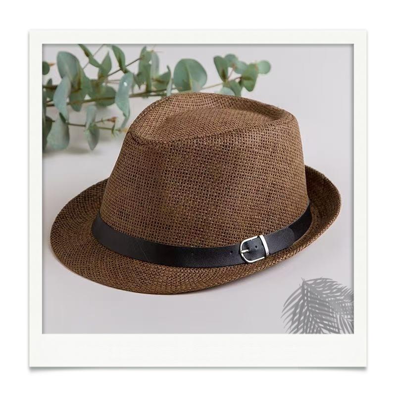 Custom Logo Silk Screen Printed Flax Fedora Hat Unisex Adjustable British Vintage Jazz Cap Beach Travel Sun Hat OEM