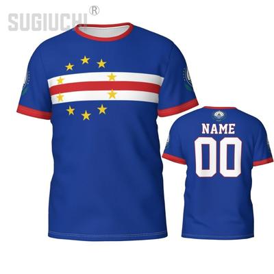 Custom Naam Nummer Kaapverdië Vlag Embleem T-shirts Voor Mannen Vrouwen Tees team Kleding Voetbal Voetbal Fans Cadeau