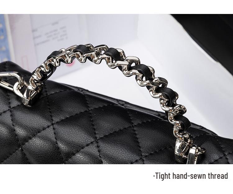 2025 Hochwertige Damen-Crossbody-Tasche aus echtem Leder - Schultertasche mit Kette und Rautenmuster