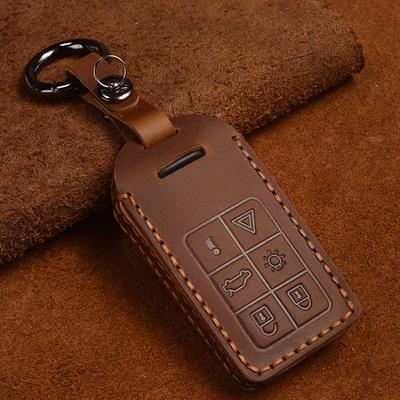 Genuine Leather Car Key Case Key Cover for Volvo S60 S80 V60 XC60 XC70 S60L V40 XC90 Car Keychain Remote Control Case 5 Buttons