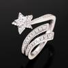 Huitan Star Finger Rings for Women Resizable Band Silver Color Sparkling Cubic Zirconia Exquisite Female Rings  Jewelry