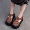 Fashion GKTINOO Woman Sandals Summer Wedge Sandals Casual Cutout Genuine Leather Women Shoes Female Ladies Platform Retro Sandalias