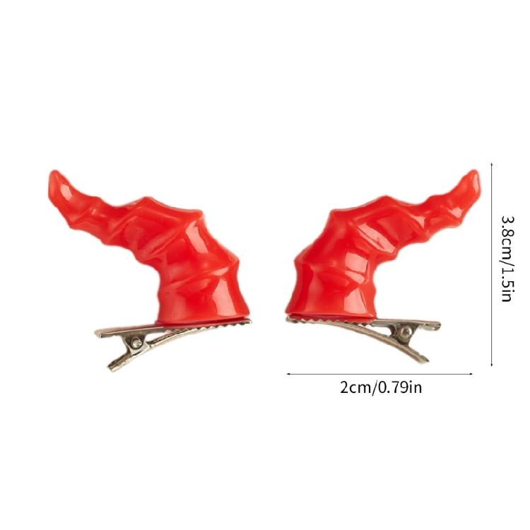 1pair Goth Devil Horn Hairpin Carnivals Hair Clip Halloween Hairpin for Girl