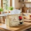 1pc Vintage Cafe Typography Tissue Box - Multi-Functional Napkin Dispenser, Two Sizes Available Made of Durable Polyester, Decorated with Coffee Cup S