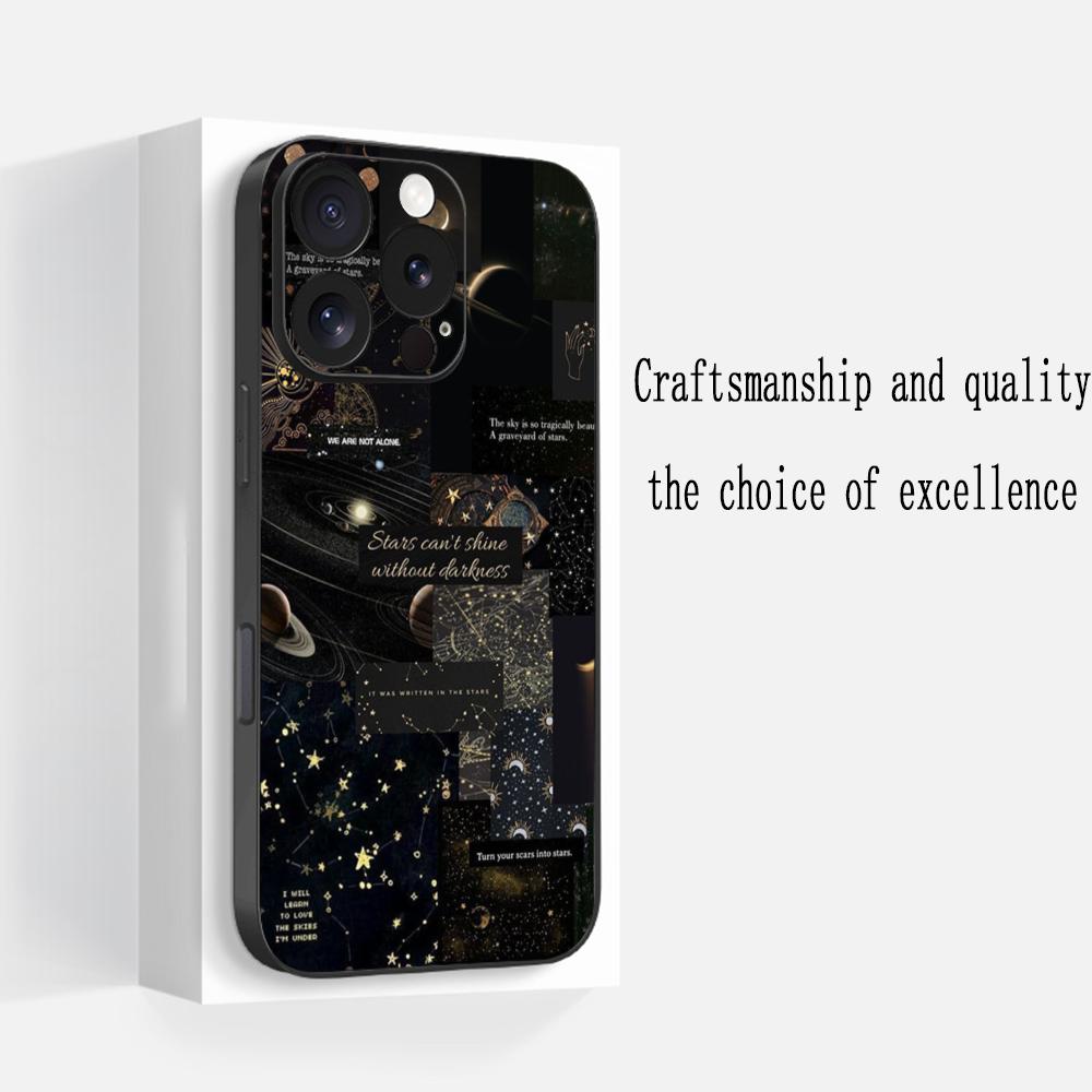 

Moon Fashion art pattern design ins Phone Case For iPhone 17 16 e 15 14 13 12 Plus Mini Pro Max Soft black Shockproof Cover iPhone 16 Pro Max