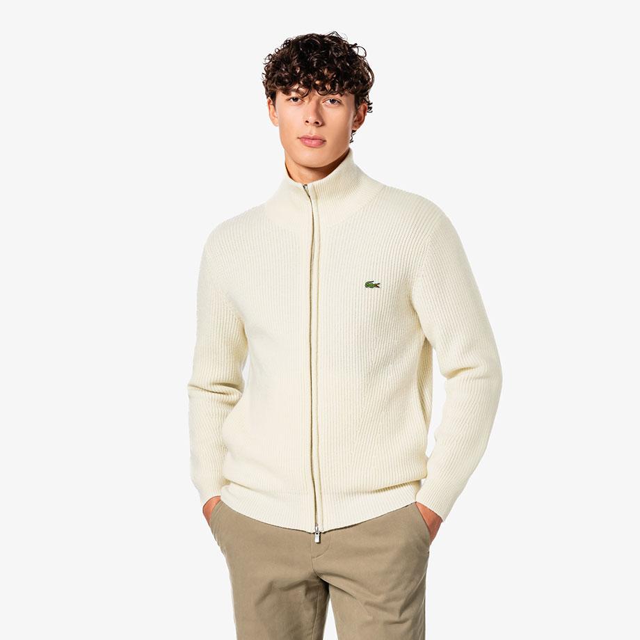 Lacoste Men's Ribbed Knit Full-Zip Cardigan AH155E-55N70V