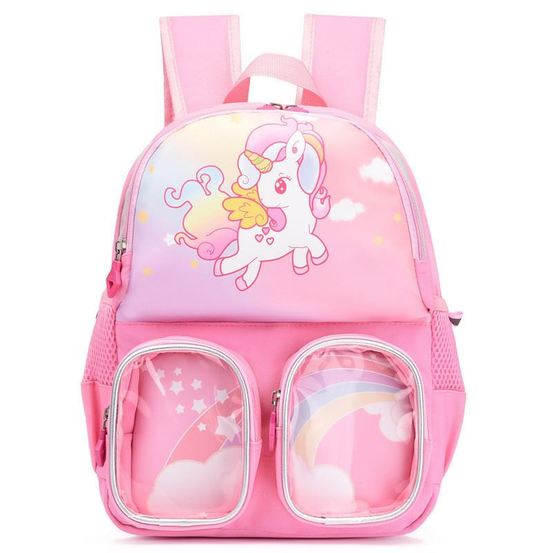 Adorable Oxford Kids Backpack Air-breathable Lightweight Dinosaurdouble-shoulder Bag Wholesale Green