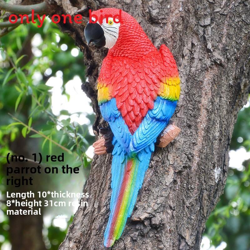 Botanical Resin Parrot Wall Hanging With Garden Style For Nature Decor