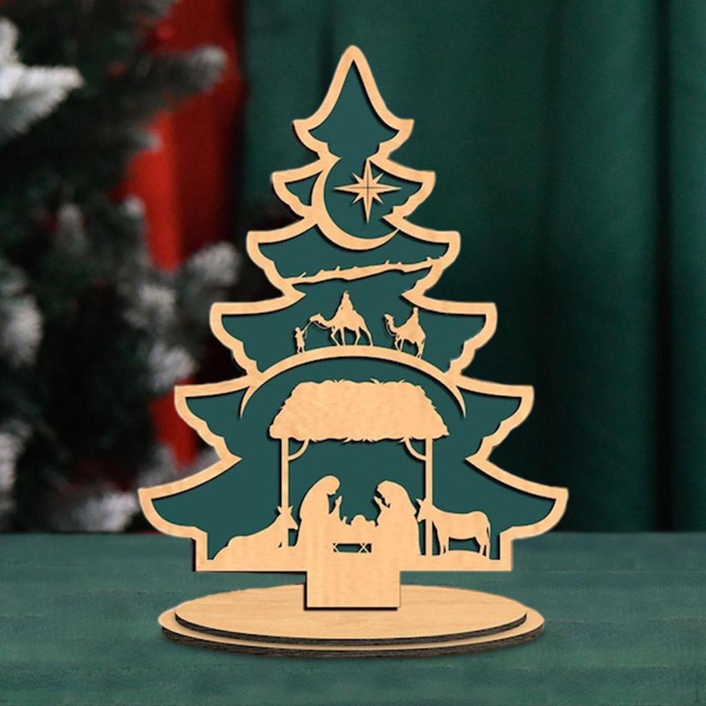 Christmas Decoration Tree Decorative Wooden Sign Desktop Ornament for Holiday