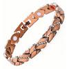 Bracciale Magnetico Europeo e Americano Transfrontaliero con Inlay di Foglie e Diamanti, Rame Rosso Antico, Spazzolato, Regolabile.