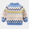Thick Fleece Lined Striped Casual Sweater For Little Boys Kids