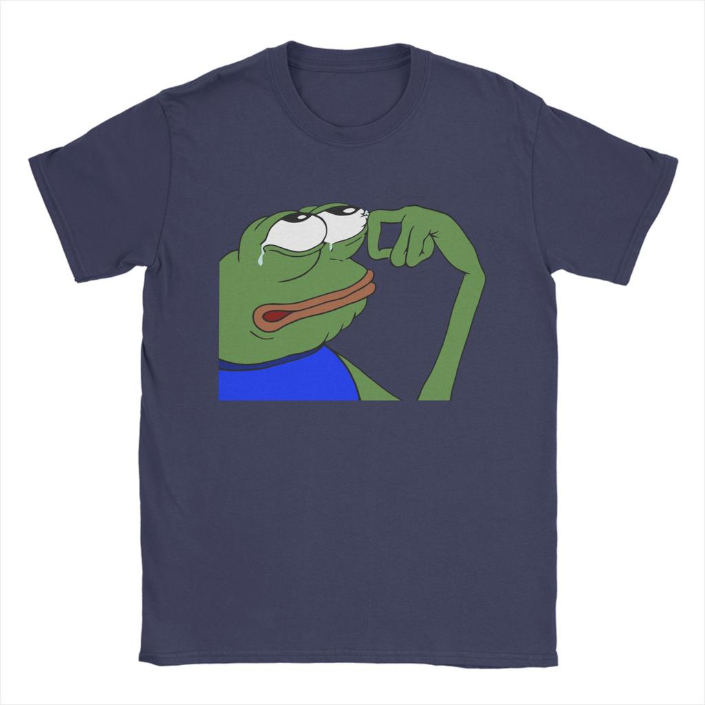 P-Pepe Frog Sad Men's T Shirts Funny Meme Novelty Tees Short Sleeve Crew Neck T-Shirt Pure Cotton Original Clothes