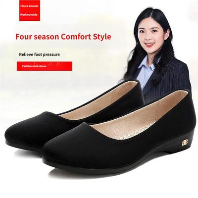 Cloth Shoes Women's Single Shoes Soft Sole Breathable Foot Work Shoes Women's Black Professional Comfortable Work Shoes Are Not Tired