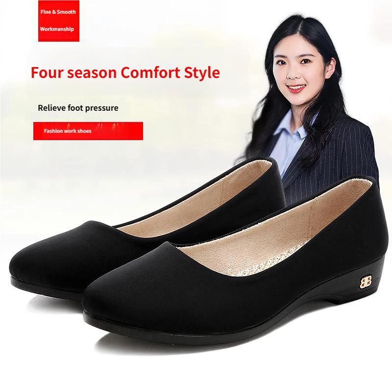 Scarpe in tela da donna scarpe singole suola morbida traspiranti scarpe da lavoro per i piedi da donna nere professionali comode scarpe da lavoro non stancano
