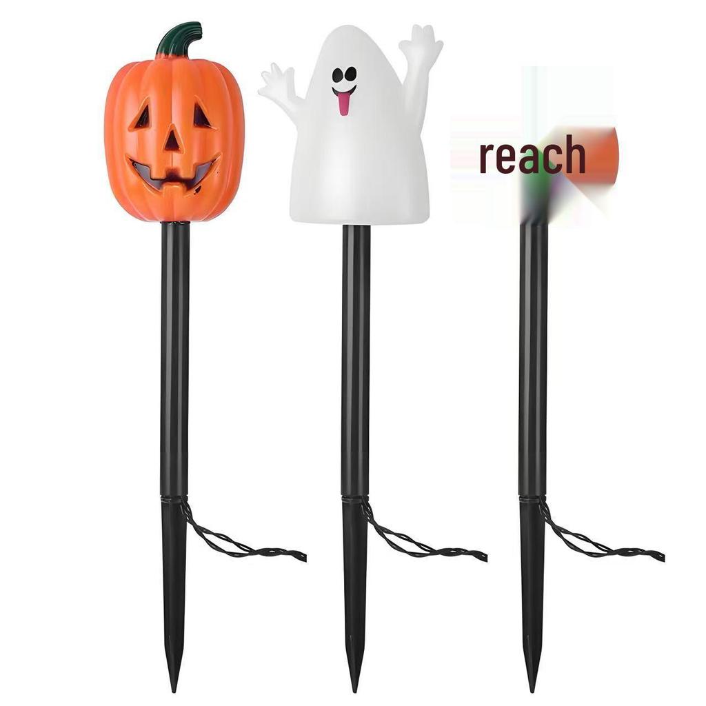 Solar-Powered Halloween Pumpkin Skeleton Ground Lights - Waterproof Outdoor Garden Decor