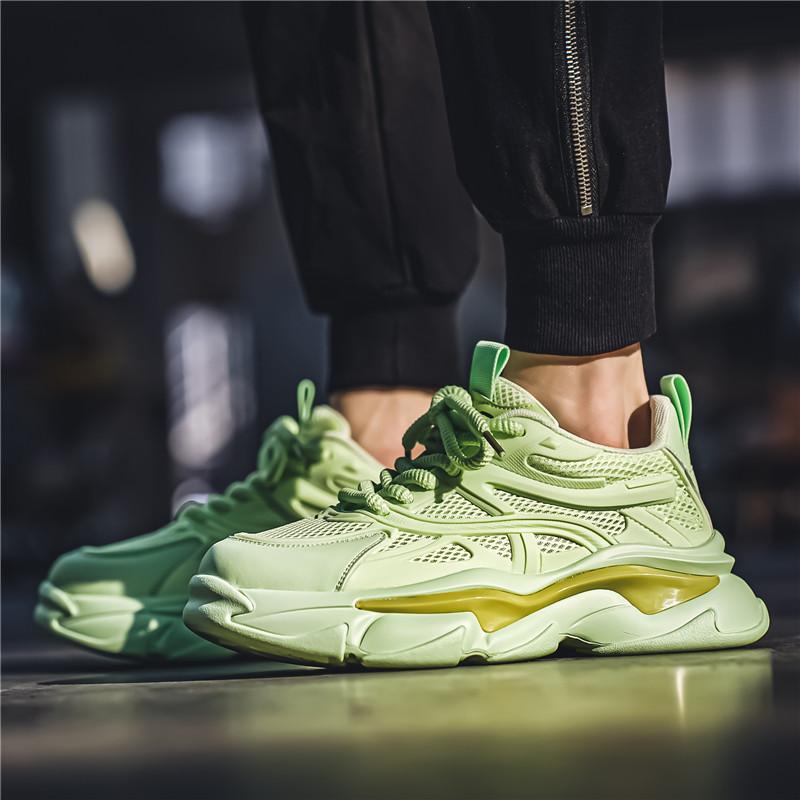 Модные кроссовки мужские зеленые прогулочные туфли на платформе мужские удобные уличные — фото 12