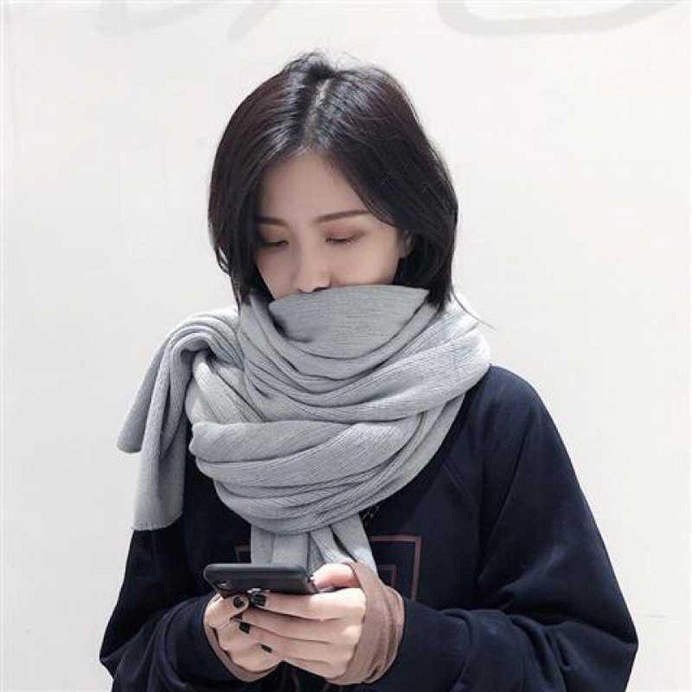 Student Wool Knitted Winter Thick Warm Scarf Korean Style Wraps Women Men Wraps Pure Color Scarf