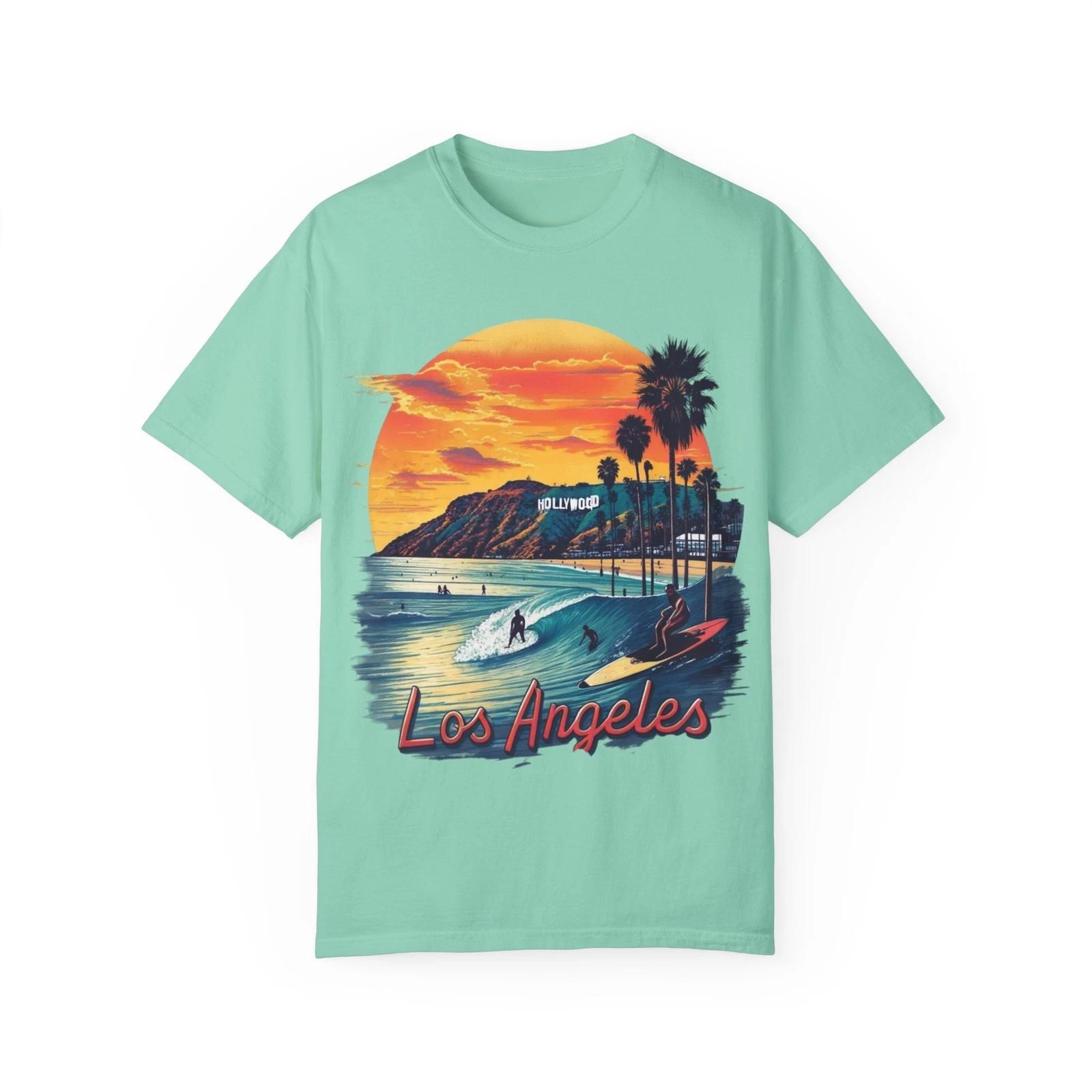 Los Angeles Sunset T-shirt, Vintage Graphic Tee, Unisex Beachwear, California 2XL