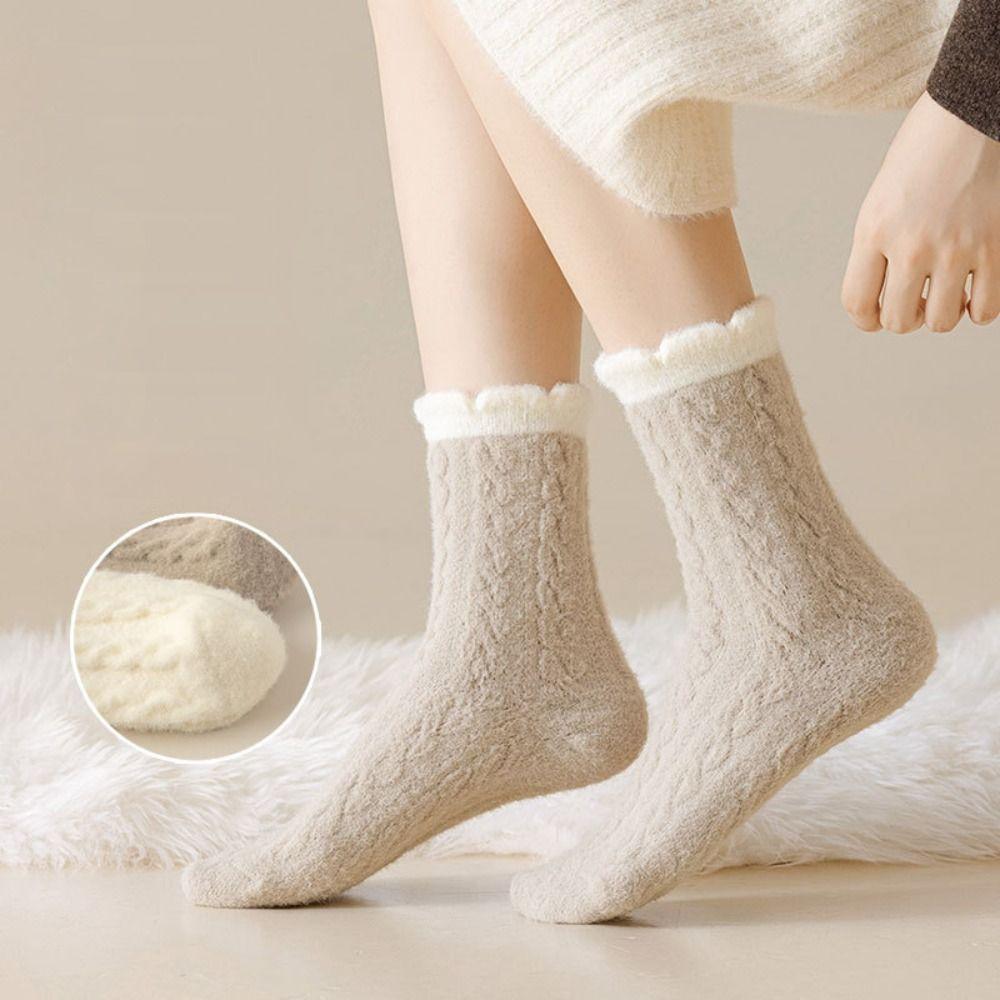 Plush and Thickened Mid-Tube Socks Fluffy Cozy Slipper Socks New Fuzzy Socks