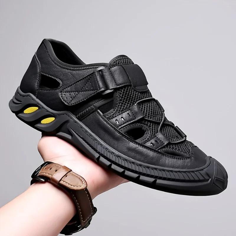 2025 Vintage Classic Mens Sandals Summer Genuine Leather Sandals Men Outdoor Casual Lightweight Sandal