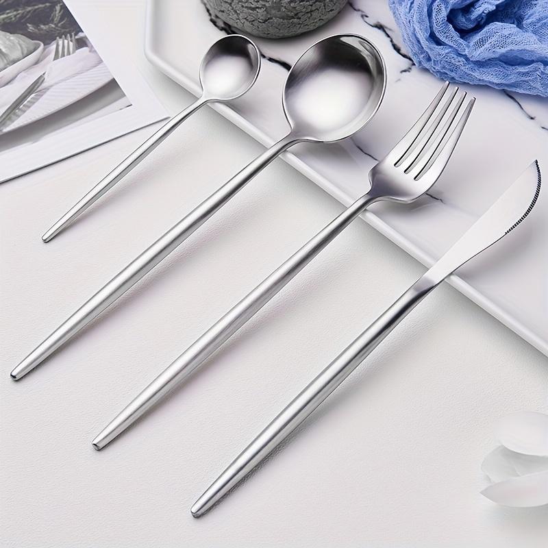 Matte Silverware Set for 6,matte Gold Cutlery Set with Gift Box,fork Spoon Knife Flatware Set