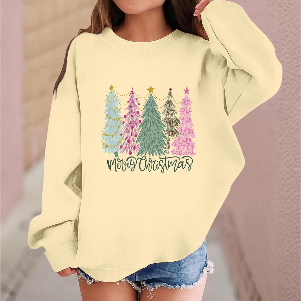 Children's Fashionable Casual Long-sleeved Loose Christmas Print Pullover Sweatshirt