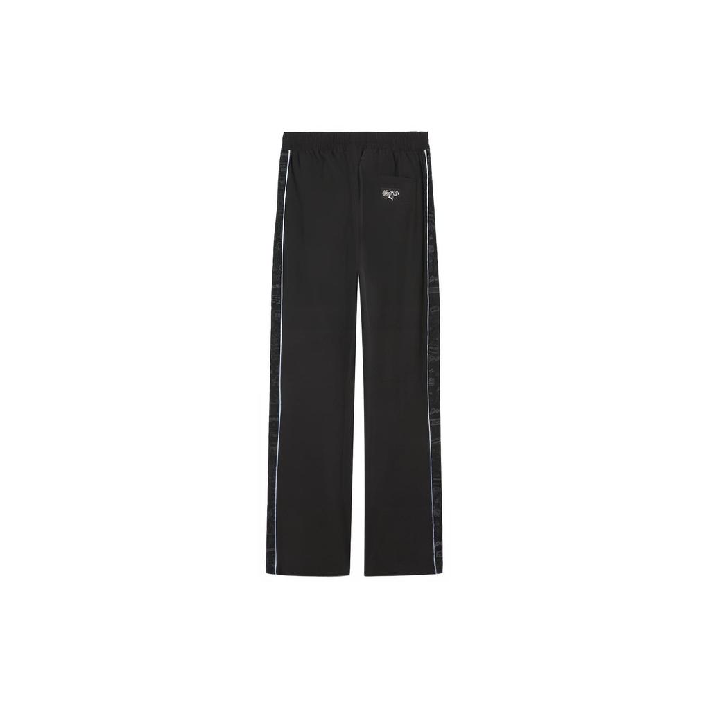 Puma X Sophia Chang Collaboration Aop Wide Leg Pants Retro Sports Color Block Design Mid Rise Casual Pants Women Pants Black 624631-01