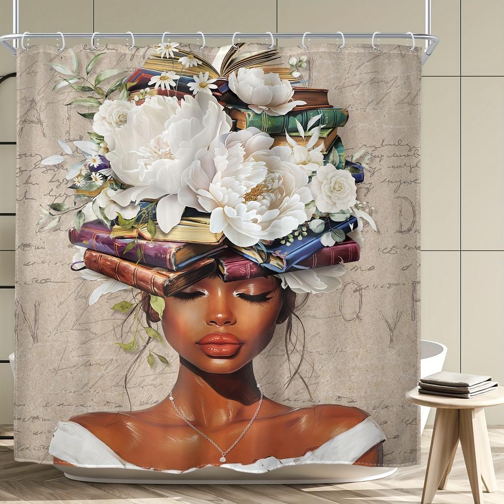 Elegant African Woman with Colorful Headwrap Waterproof Shower Curtain – Perfect for Adding a Vibrant and Cultural Touch