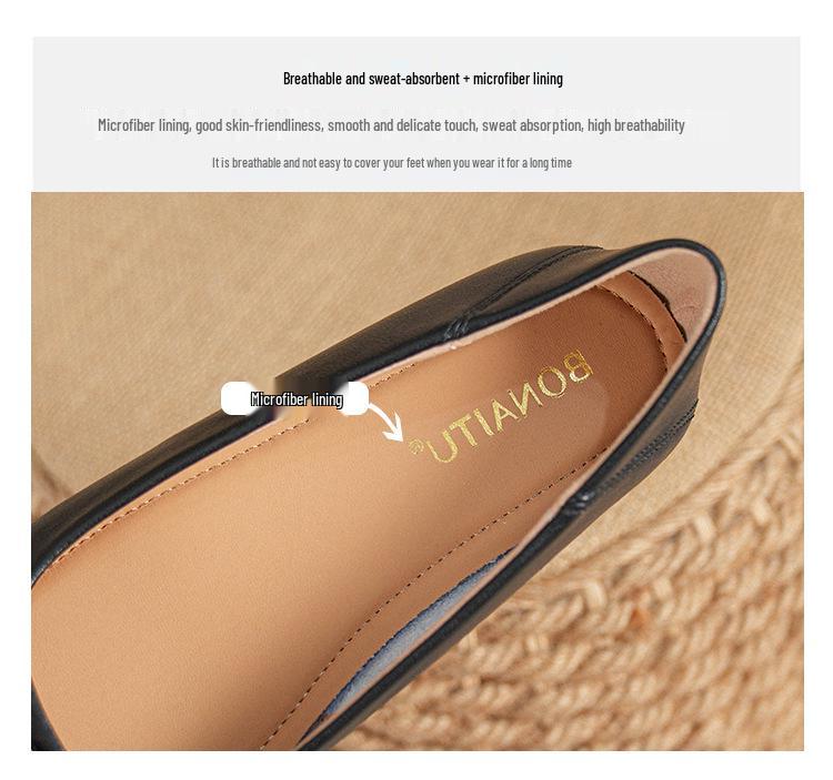 Women's Genuine Leather Flat Shoes - French Low-Cut Square Toe, Soft Sole, Plus Size 41-43, 2025 New Evening Breeze