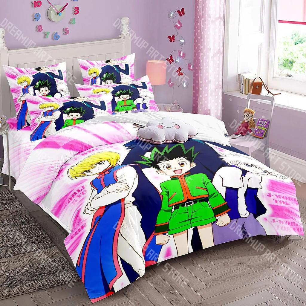Fashion Anime Hunter Hunter Bedding Set Single Twin Full Queen King Size Bed Set Kids Bedroom Duvetcover Sets Bed Sheet Set