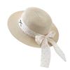 Small fresh straw hat women's flat top top hat sunshade sunscreen hat travel vacation fashion polka dot straw weaving sun hat tide