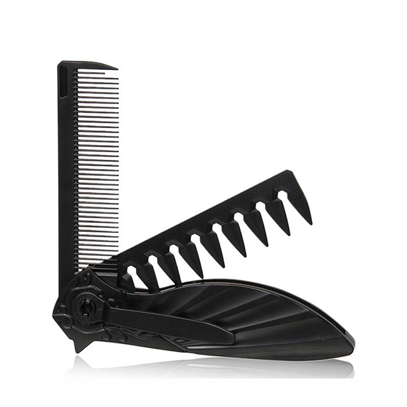 

Multifuncional Pocket Folding Combs Plastic Wide Tooth Oil Head Comb Beard Combing Barber Accessor Hair Clipper Comb Salon чёрный