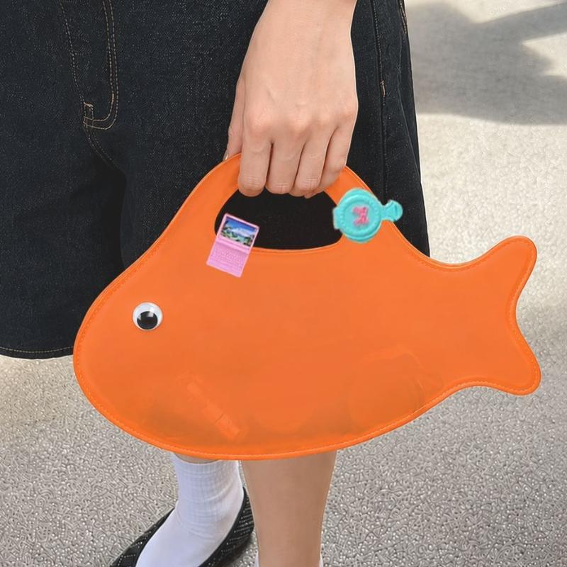 Waterproof Cartoon Fish Shape PVC Jelly Tote Bag Transparent Colorful Handbag for Concert Stadium Use